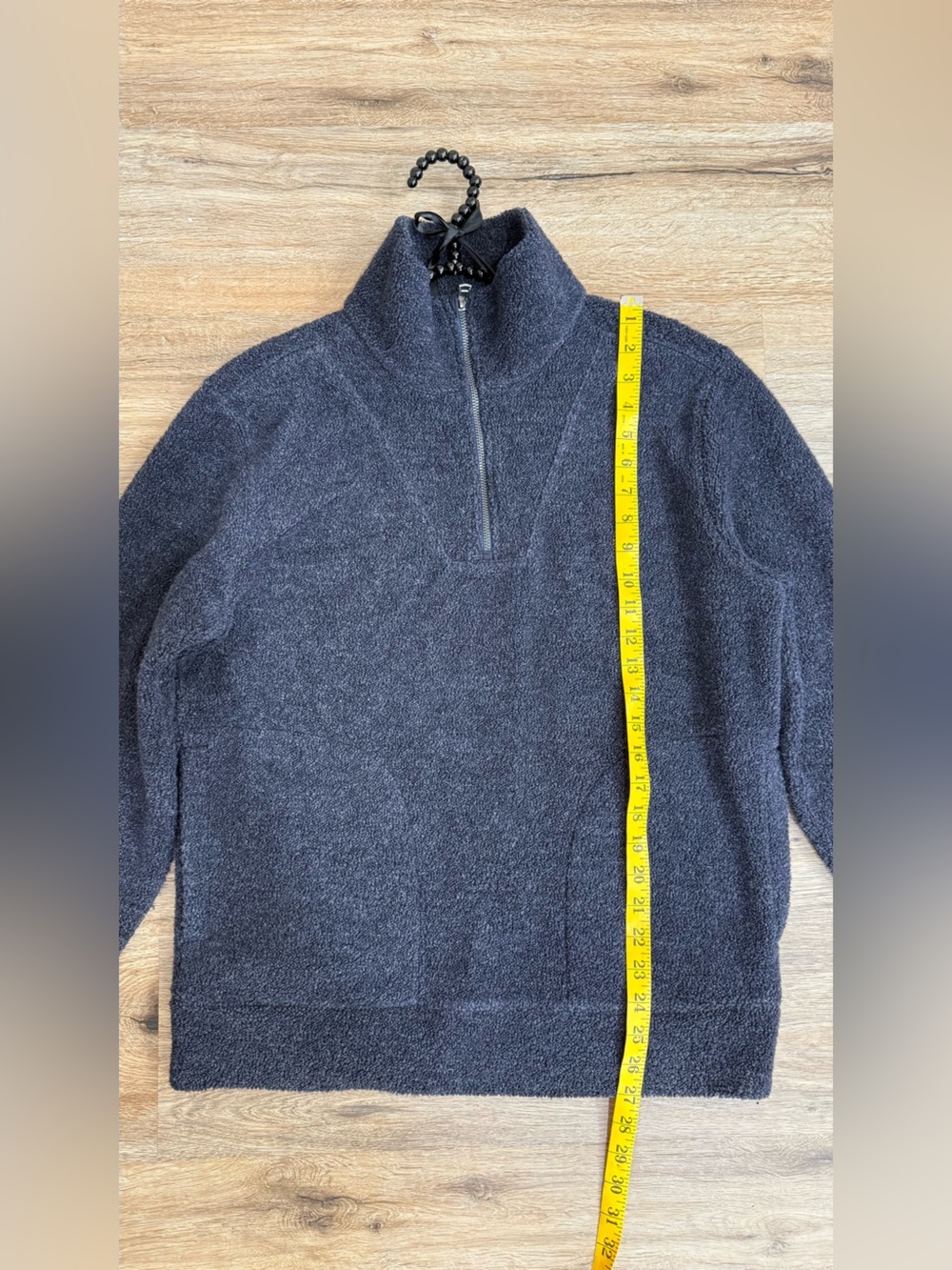 Vince Men’s Bouclé Quarter Zip Pullover Navy Blue Virgin Wool Blend Sweater Sz S - Picture 6 of 8
